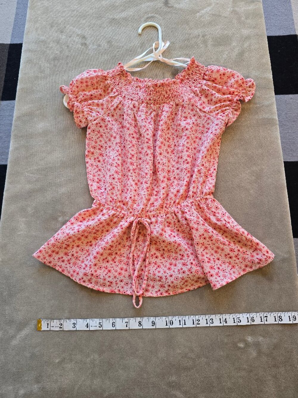 Monteau Los Angeles Pink Floral Smocked Off-Shoulder Top Blouse XS - Picture 3 of 8